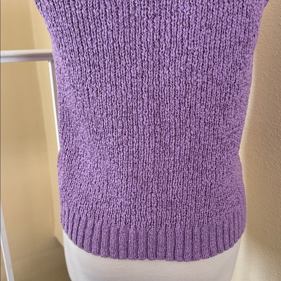 J. Crew Pointelle Purple Lavender High-Neck Textured Knit Sweater Tank Top S - Picture 9 of 15